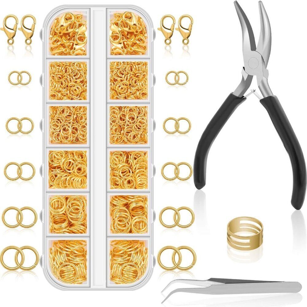 1200PCS Jump Rings for Jewelry Making Kit, Gold, Jewelry Making Supplies and Nec